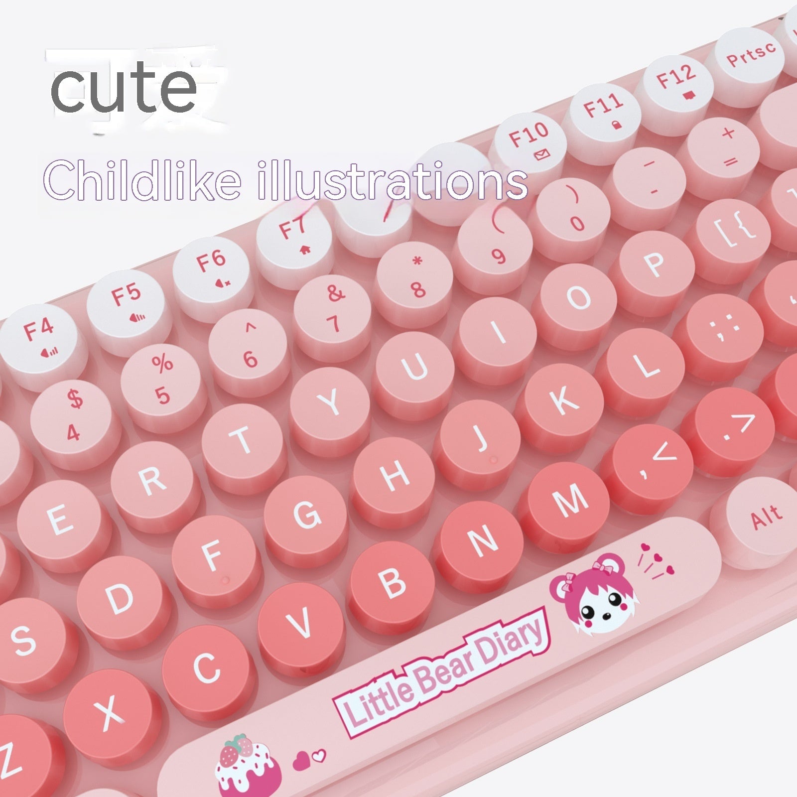 Ensemble clavier et souris sans fil rose mini mignon dessin animé