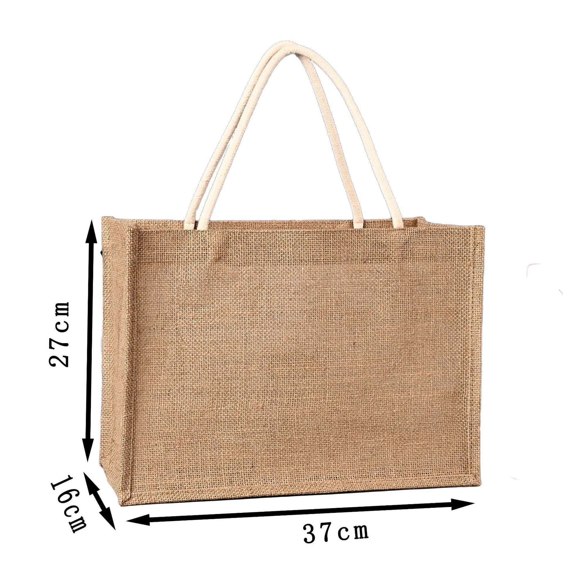 Large Capacity Vintage Tote Shopping Jute Bag