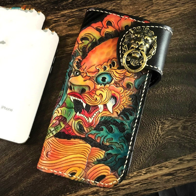 Portefeuille fait main en cuir de vachette