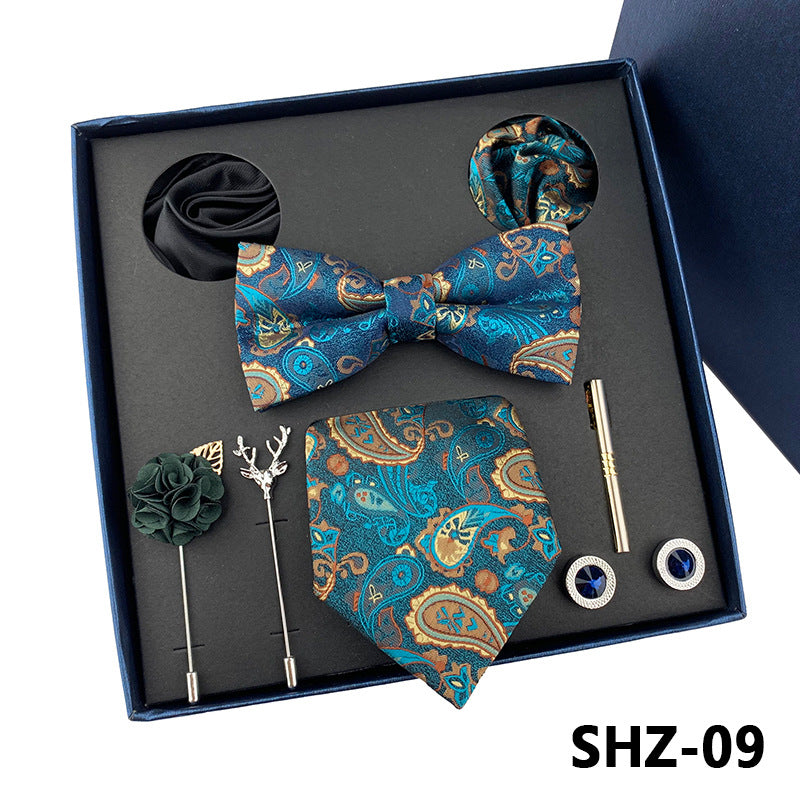 Men's Fashion Simple Pocket Scarf Brooch Tie Set