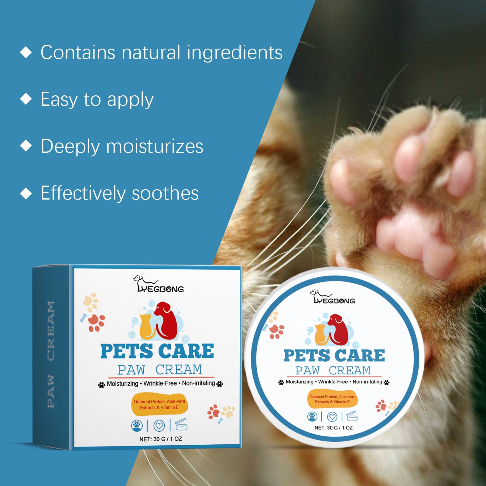 Crème hydratante en profondeur pour coussinets de pattes d'animaux