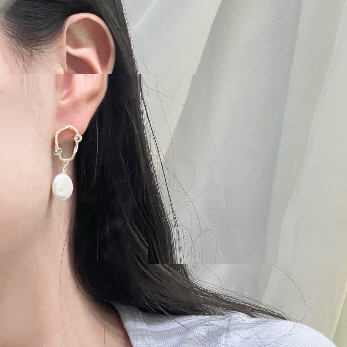 Fashion Simple Freshwater Pearl Vintage Ring Earrings For Women