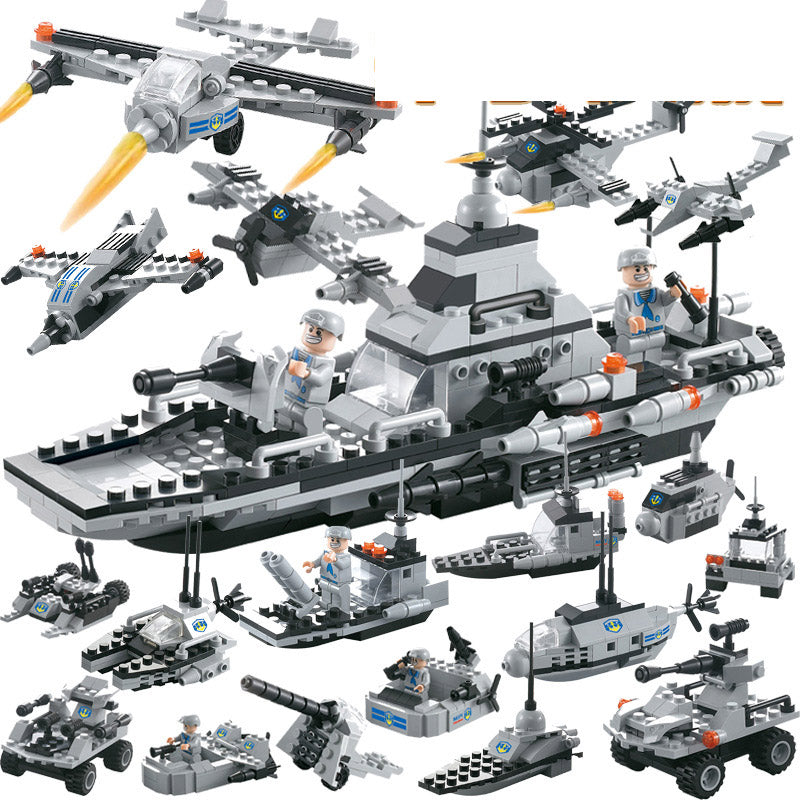 Porte-avions militaire, blocs de construction, jouets DIY pour enfants