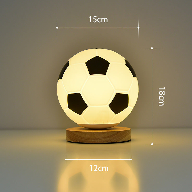 Lampe de chevet LED en verre motif football
