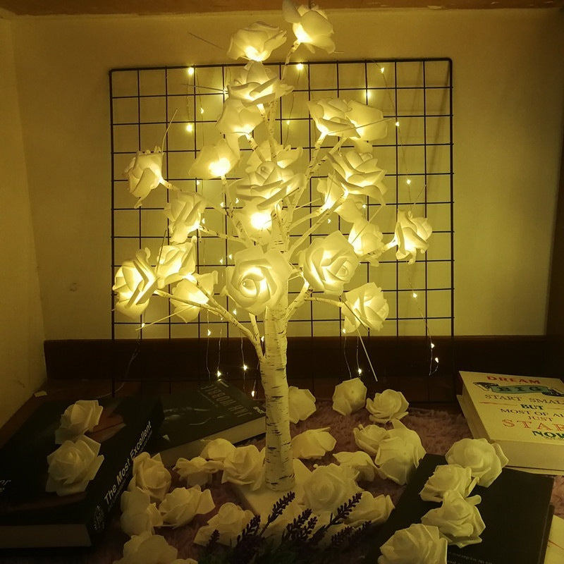 Lampe sapin de Noël Rose Scintillante