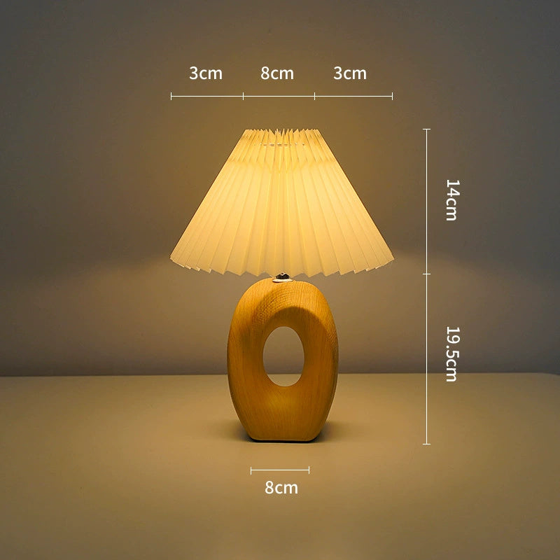 Nordic Pleated Vintage Ceramic Small Night Lamp