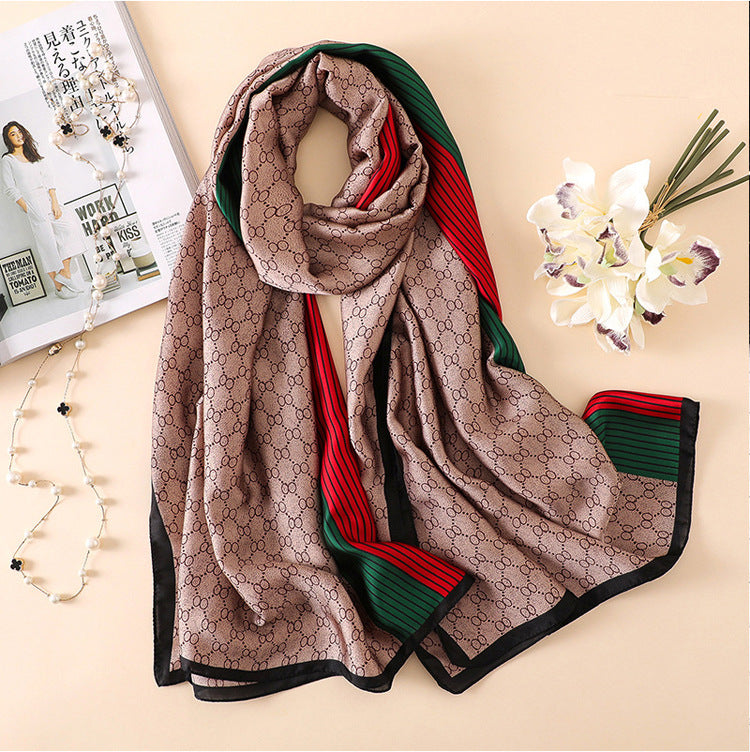 Silk Scarf Women's Spring and Autumn Long Silk With Shawl