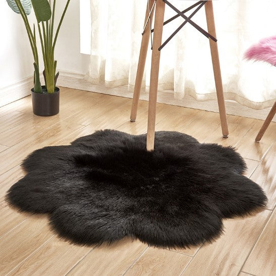 Tapis en Laine Artificielle, Forme Florale, en Peau de Mouton, Poilu, Faux Tapis, Coussin de Siège en Fourrure, Chaud, Tapetes, Tapis de Sol, Tapis Doux