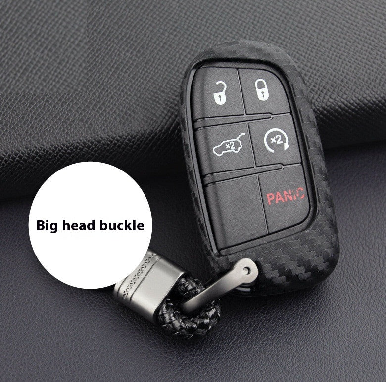 Pour cache de clé Dodge Chrysler Fiat en fibre de carbone Étui en silicone Protection de clé à distance