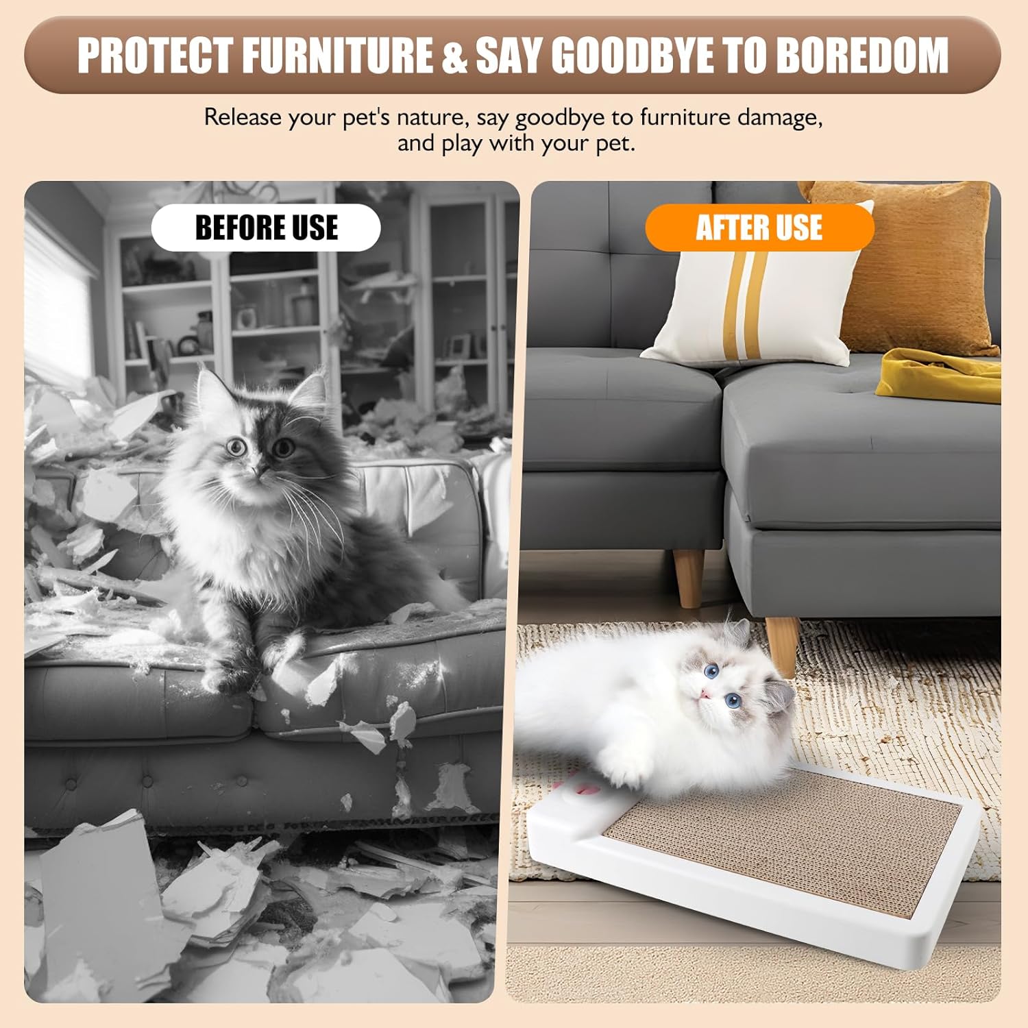 Cat Scratcher Toy Interactive Whack A Mole Cat Toy Cardboard Cat Scratcher Cat Scratching Board Cat Scratching Pad For Indoor Cats Cat Enrichment Toys