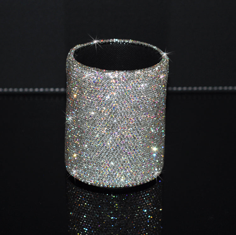 Ensemble de pinceaux de maquillage et gobelet incrustés de diamants