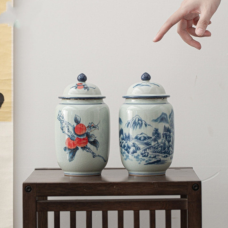 Tea Jar Porcelain Sealed Medium Storage