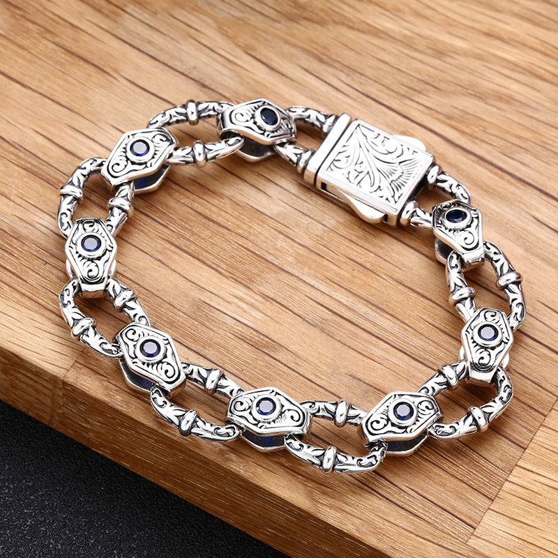 Bracelet en argent sterling 925 avec motif en relief pour homme
