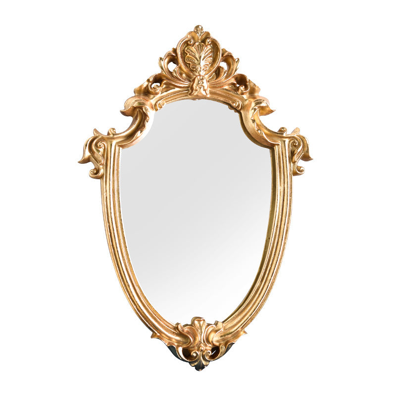 Miroir de maquillage vintage creux doré embossé