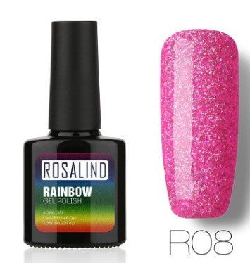 Sans clous, longue tenue, non toxique, vernis à ongles, colle de photothérapie ROSALIND, système arc-en-ciel étoilé.