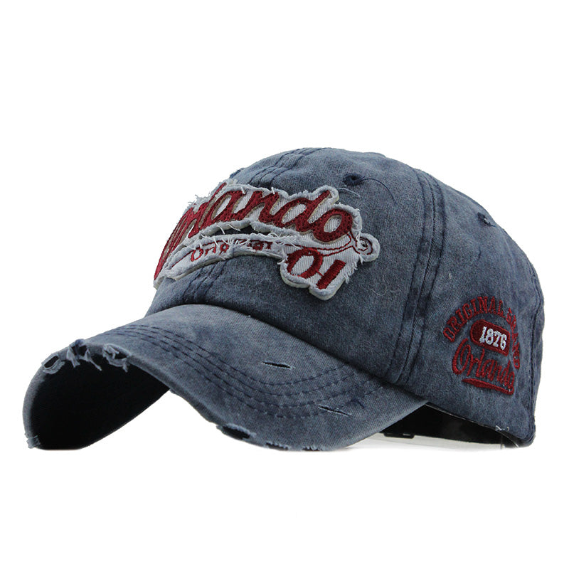New style baseball cap pure cotton washed letter cap trend couple casual hat