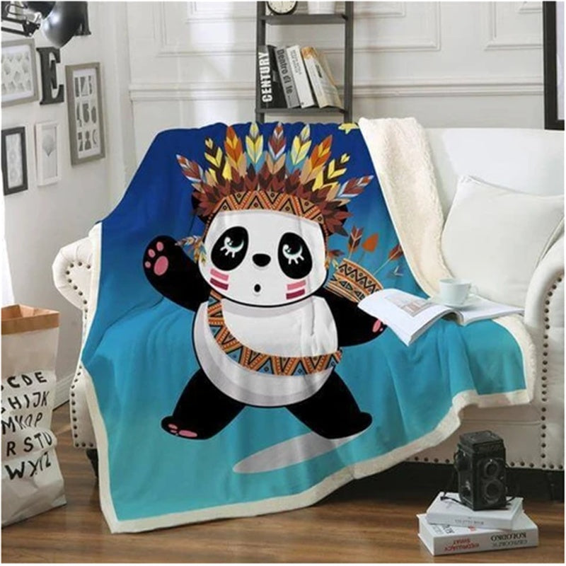Couverture en flanelle motif panda