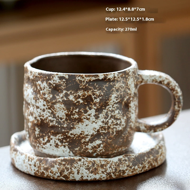 Stoneware Medieval Ceramic Simple Retro Coffee Cup And Saucer Suit