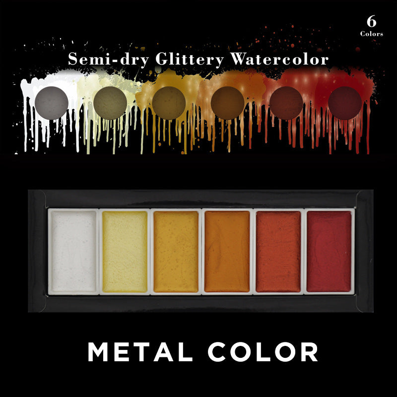 Kit de Peinture Aquarelle Solide Professionnel 6 Couleurs