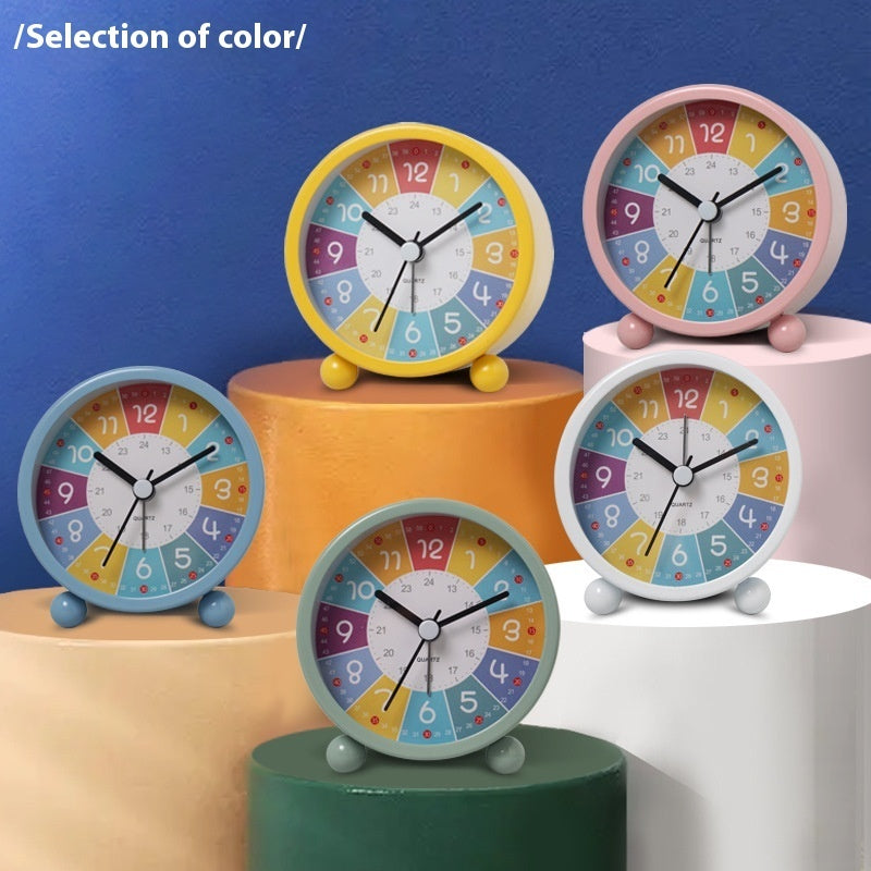 Metal Cartoon Children's Early Education Alarm Clock Mute Luminous Desk Clock Pointer Quartz Clock