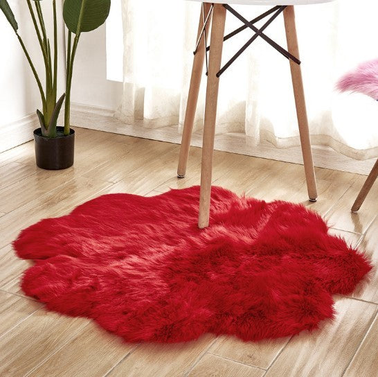Tapis en Laine Artificielle, Forme Florale, en Peau de Mouton, Poilu, Faux Tapis, Coussin de Siège en Fourrure, Chaud, Tapetes, Tapis de Sol, Tapis Doux