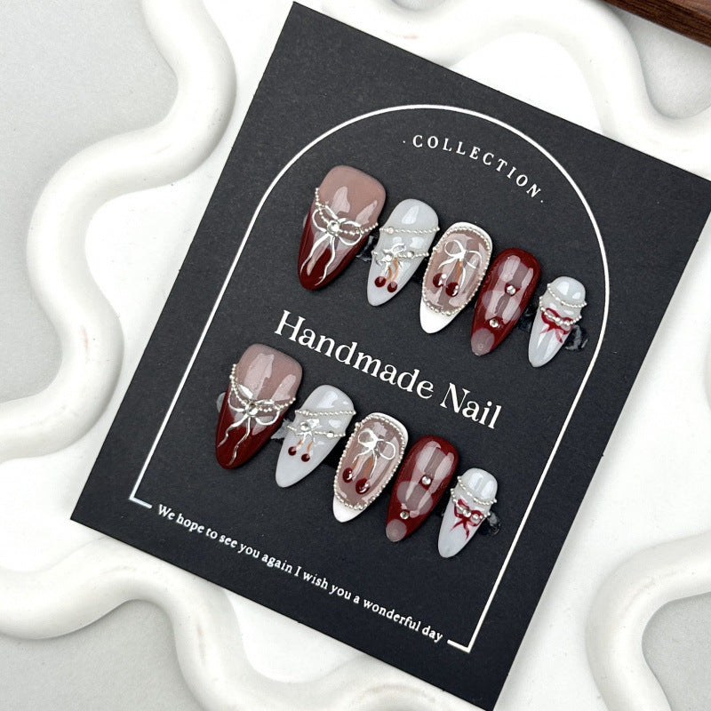 Faux ongles à nœud peints à la main, grande qualité