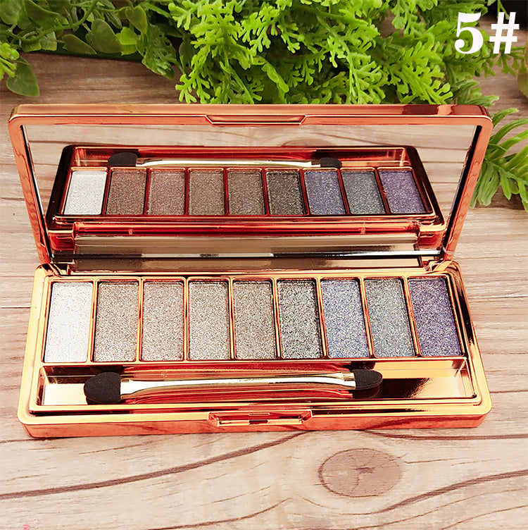 Palette de fards à paupières 9 couleurs Or nacré Couleur terre Ne s'estompe pas