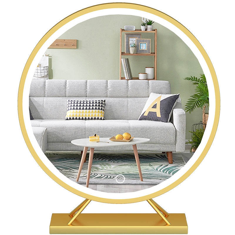 Net Red Dressing Mirror Large Gold Makeup Mirror Desktop Led Lamp