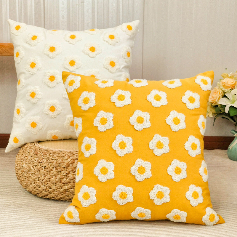 Housse de coussin de canapé brodée de style Ins, simple, en peluche avec pampilles