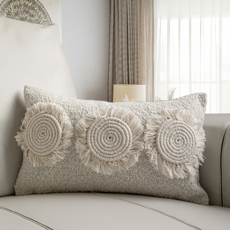 Taie d'oreiller moderne simple en coton et lin beige