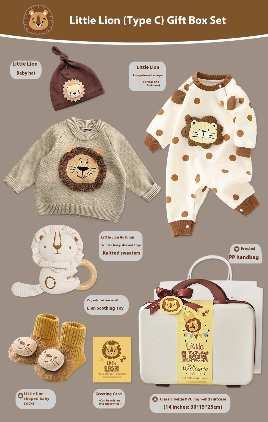 Coffret cadeau bébé Pull tricoté Petit Lion