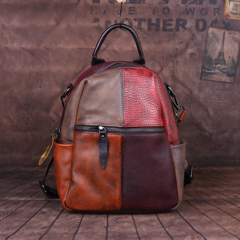 The First Layer Of Cowhide Backpack Hand Rub Color Bag Outdoor Leather Backpack