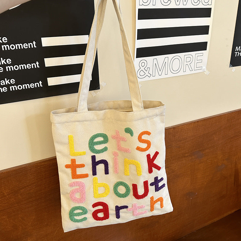 Letter Large Capacity Versatile Canvas Bag For Women