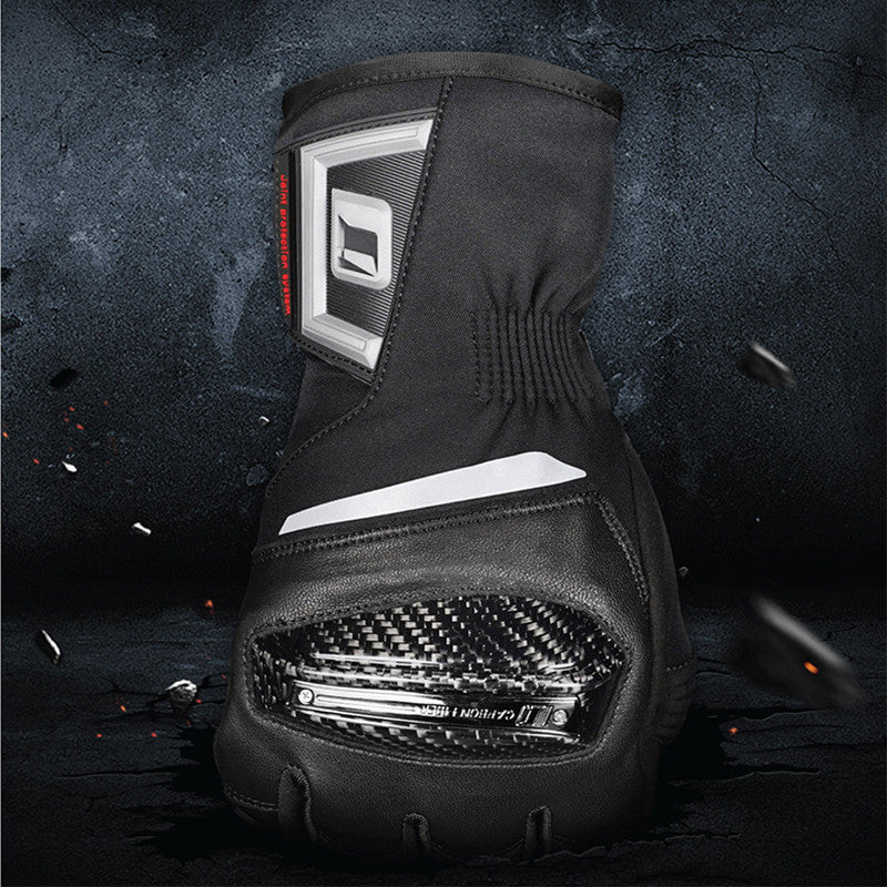 Guantes de moto para hombre, anticaídas, de cuero genuino y fibra de carbono.