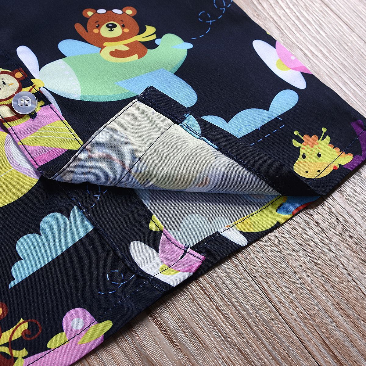 Cartoon Print Short Sleeve Shirt And Casual Shorts Set