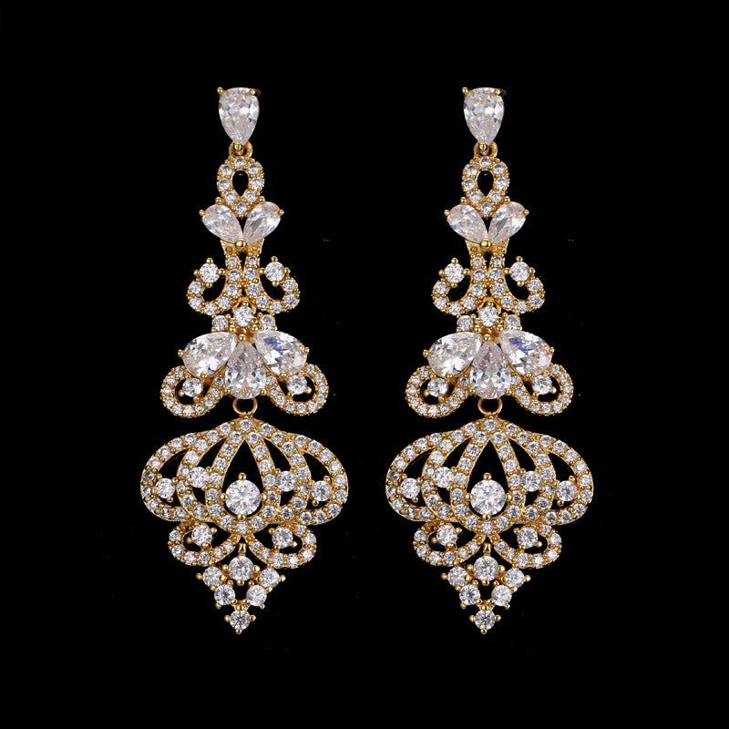 Exaggerated Temperament Long Zircon Earrings For Women
