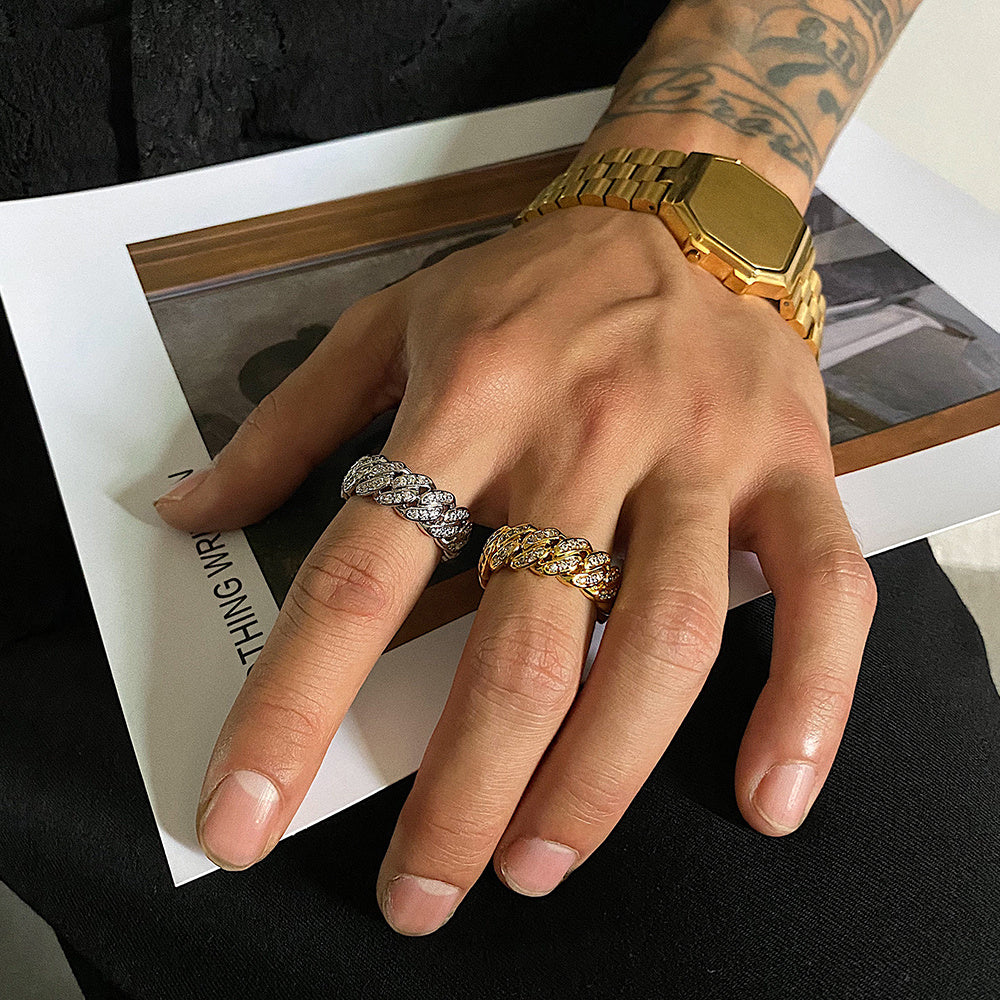 Full Diamond Cuban Ring Shines