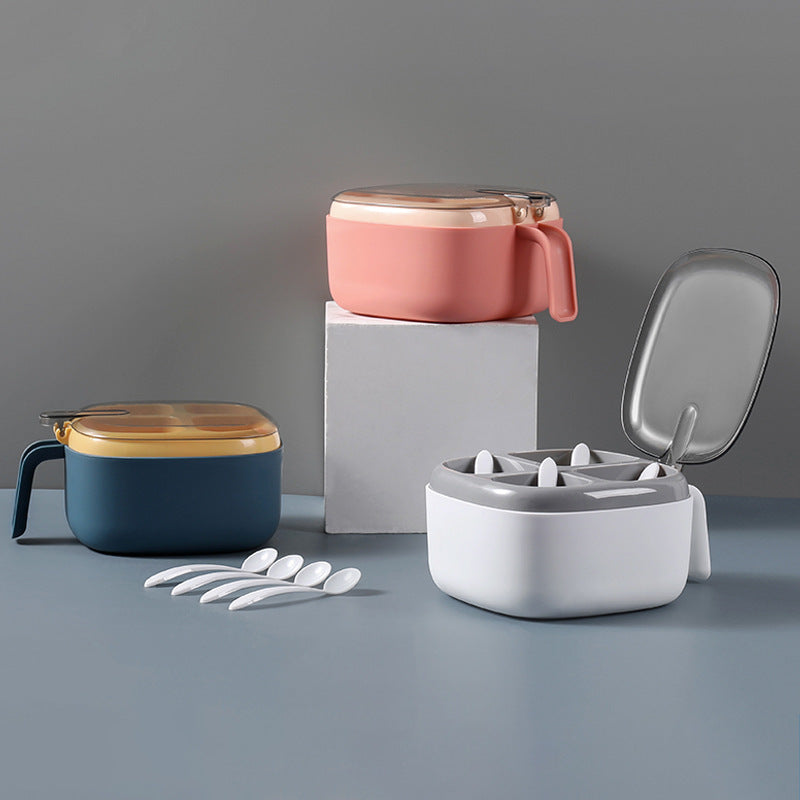 Bocal à assaisonnements multi-compartiments avec couvercle pour cuisine domestique