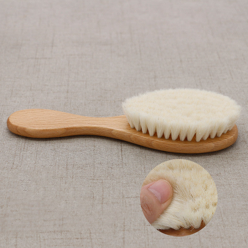 Brosse à cheveux de bébé en bois massif et laine