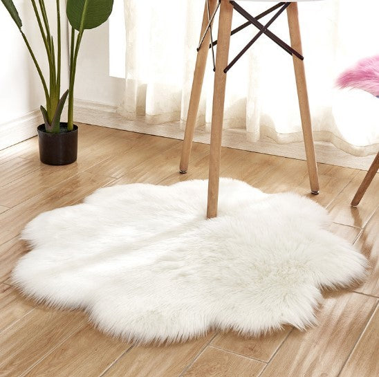 Tapis en Laine Artificielle, Forme Florale, en Peau de Mouton, Poilu, Faux Tapis, Coussin de Siège en Fourrure, Chaud, Tapetes, Tapis de Sol, Tapis Doux