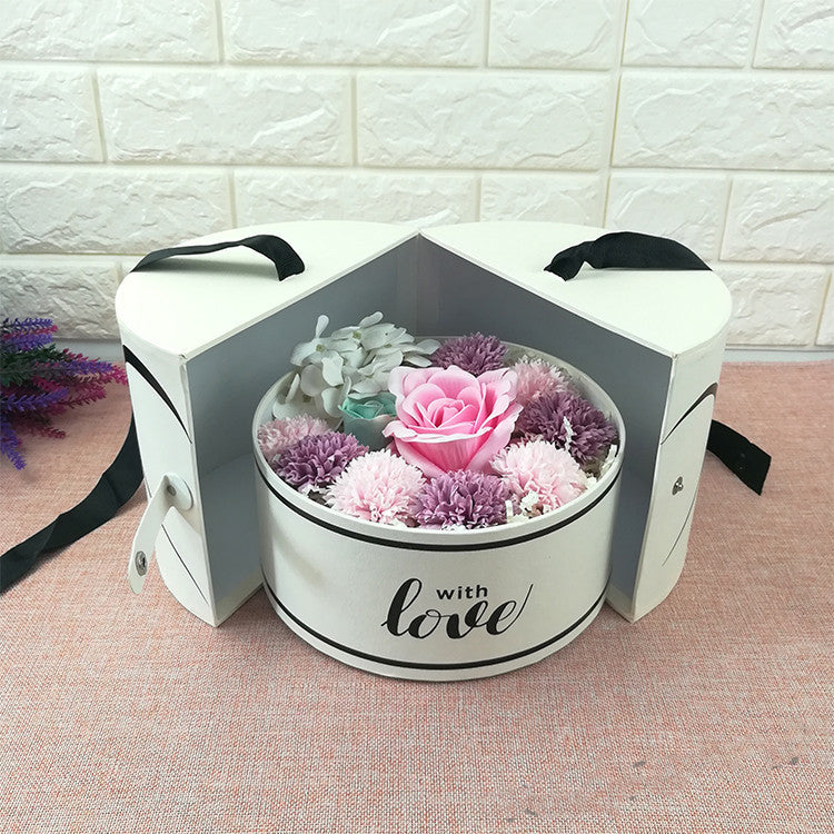 Coffret cadeau Saint-Valentin Boîte cadeau ronde en papier à ouverture latérale Pour ranger