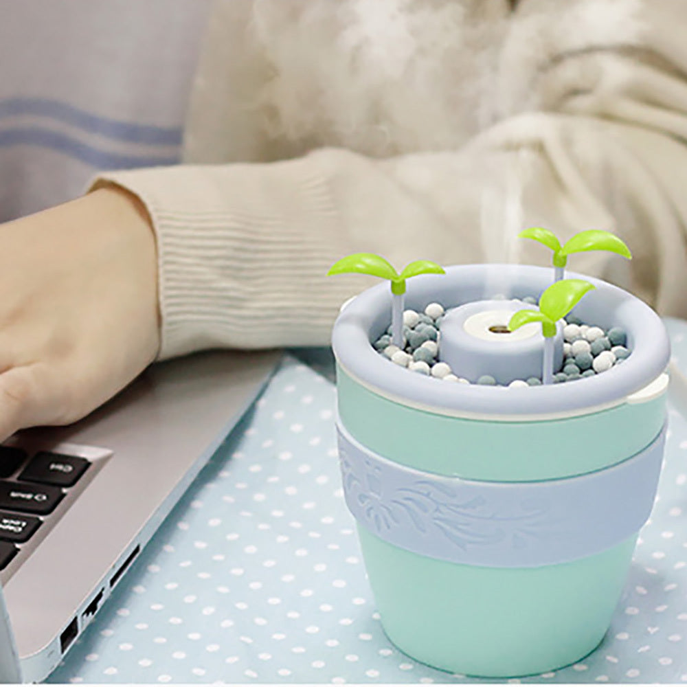 Mini humidificateur d'air diffuseur de parfum USB à ions négatifs en pot