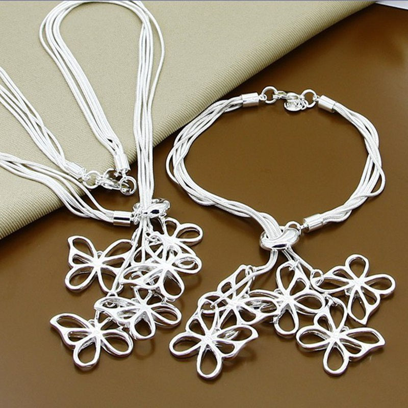 Butterfly bracelet necklace set