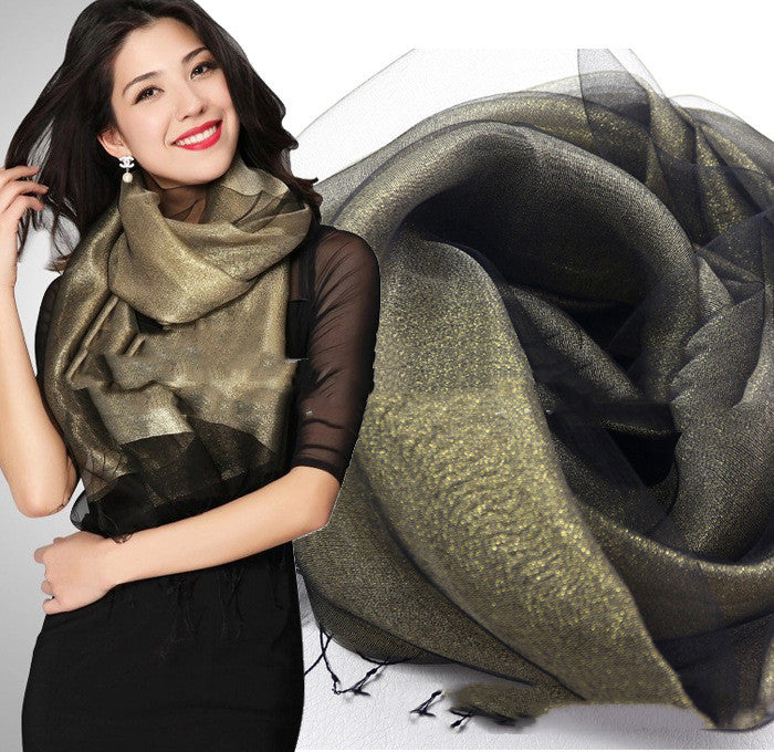 Foulard en Soie Élégant Double Couche de Soie pour Femme, Tendance et Haut de Gamme