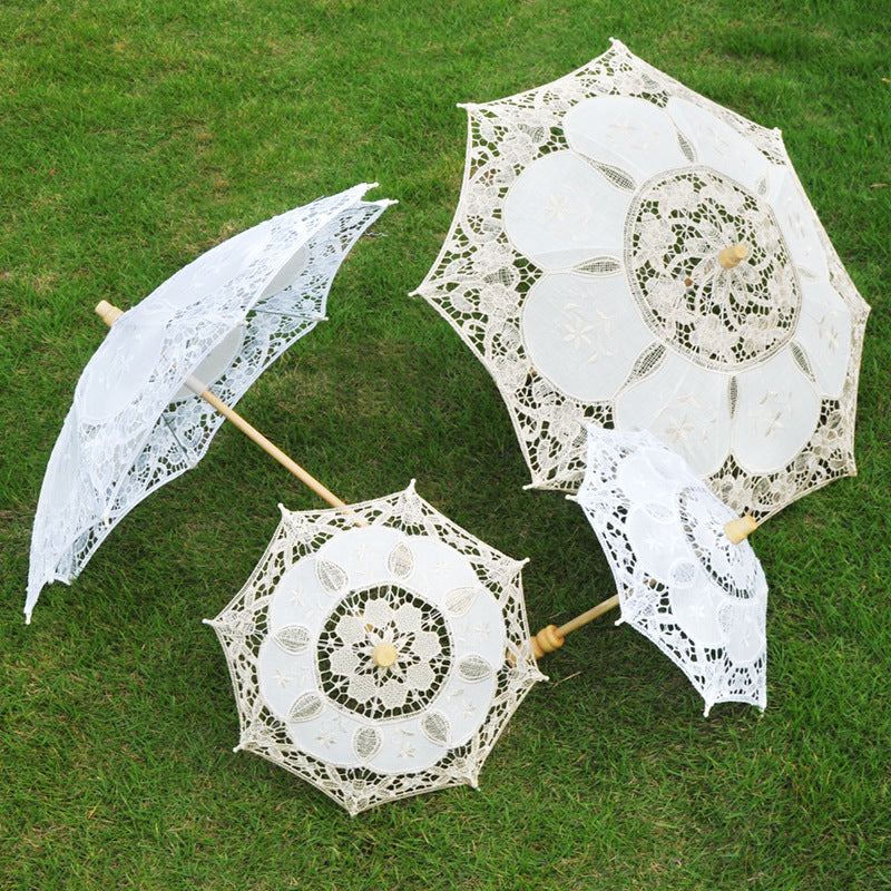 White Lace Decorative Craft Umbrella
