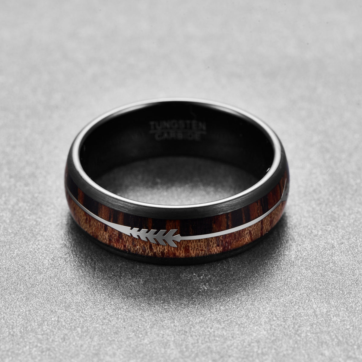 8mm Dome Inlaid Locust Wood Black Walnut Silver Arrow Arrow Plated Black