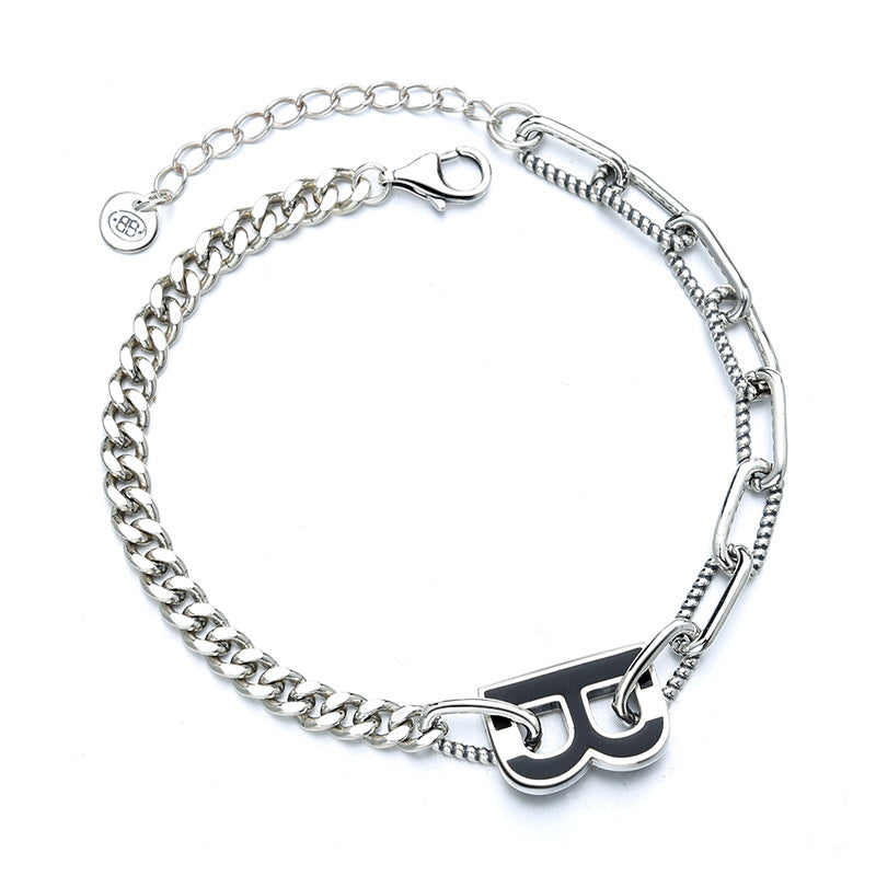 Fashion Sterling Silver Letter B Bracelet