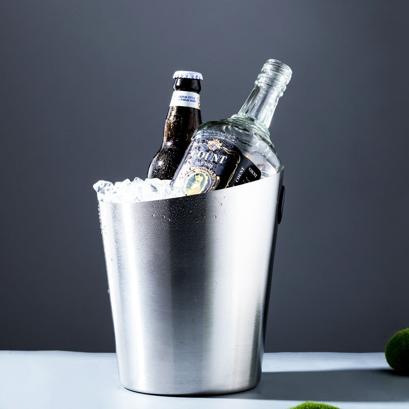 Seau à glace incliné en acier inoxydable Seau à bière domestique