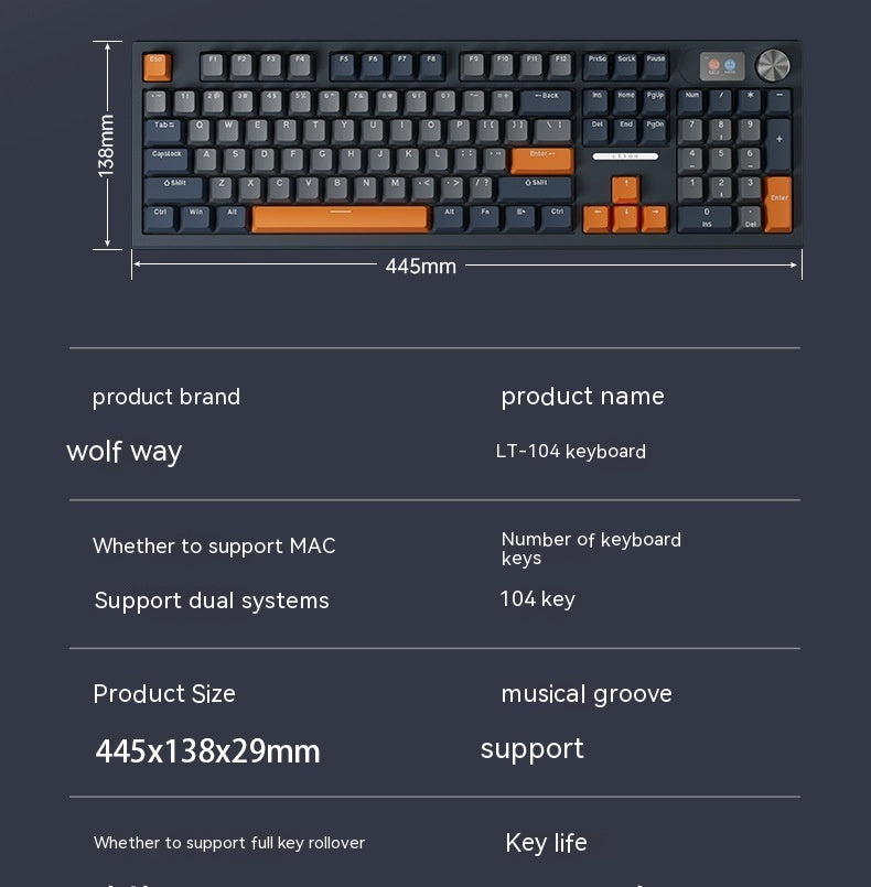 Clavier mécanique sans fil Bluetooth trimode