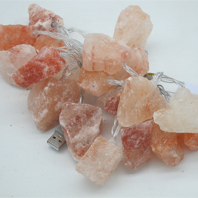 Crystal Salt Light LED Lighting Chain Himalayan Rose Salt Light Decorative String USB Salt Stone Night Light